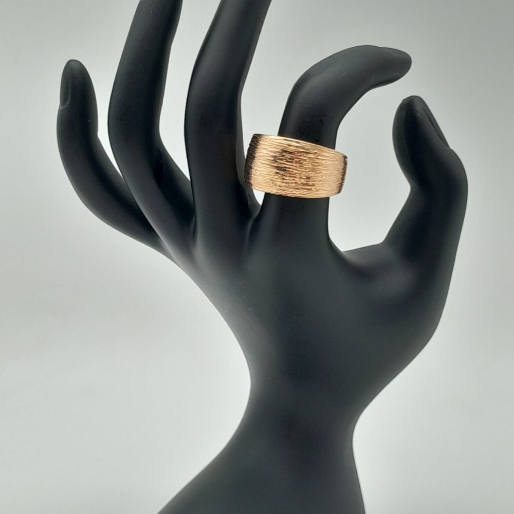 18k ROSE GOLD OVER BRONZE SATIN FINISH CIGAR BAND RING SIZE 8
